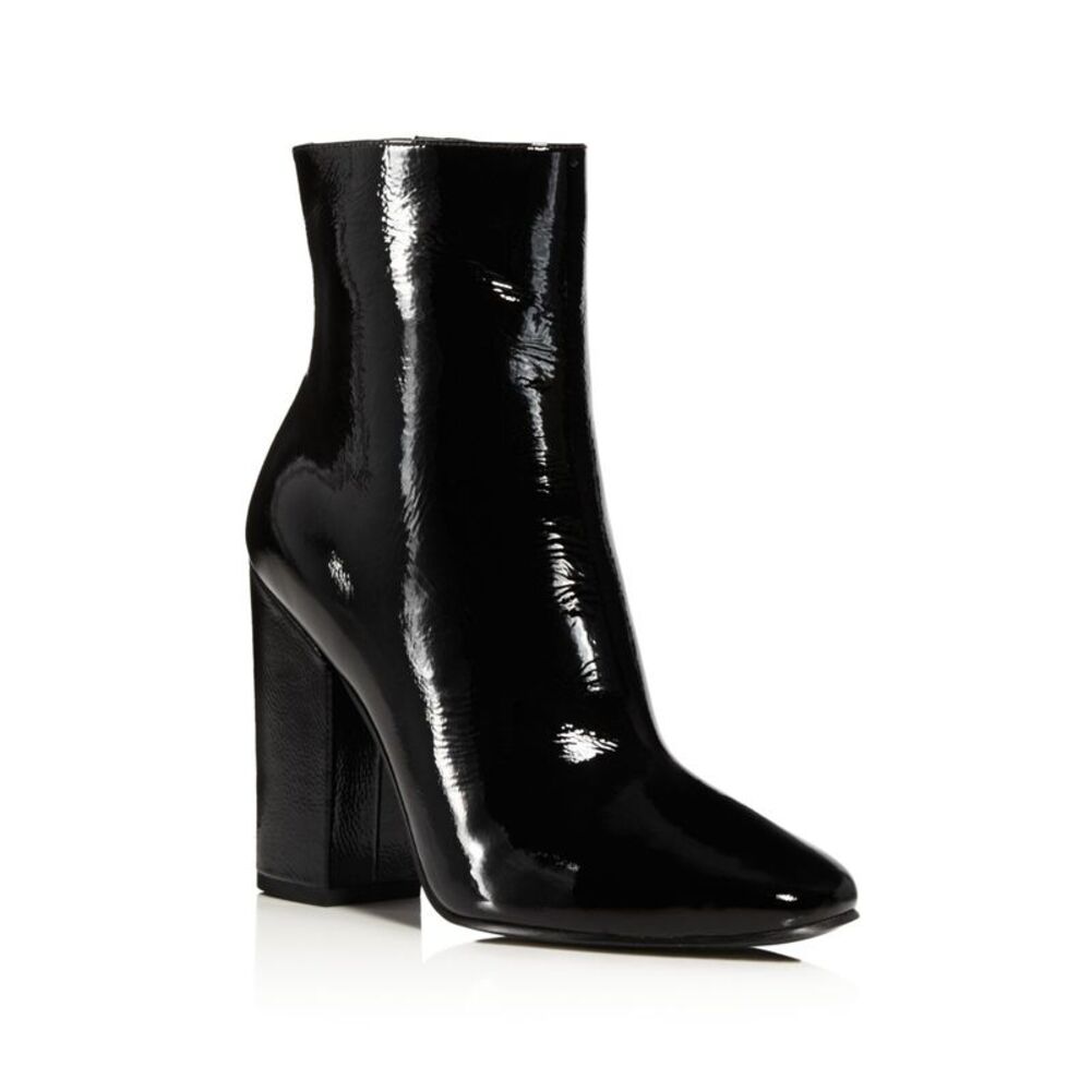 KENDALL + KYLIE Womens Black Haedyn Round Toe Block Heel Leather Booties 10 M